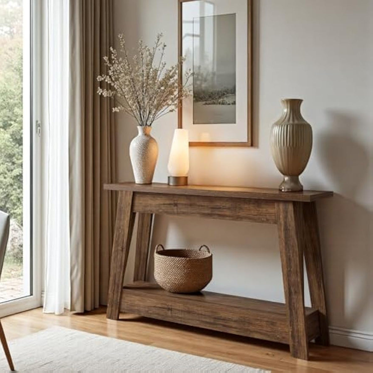 41.3-Inch Farmhouse Entryway Table, 2-Tier Narrow Console Table Behind The Couch