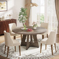 47 Inch Round Farmhouse Dining Table – Wooden Kitchen Table for 4 People, Ideal