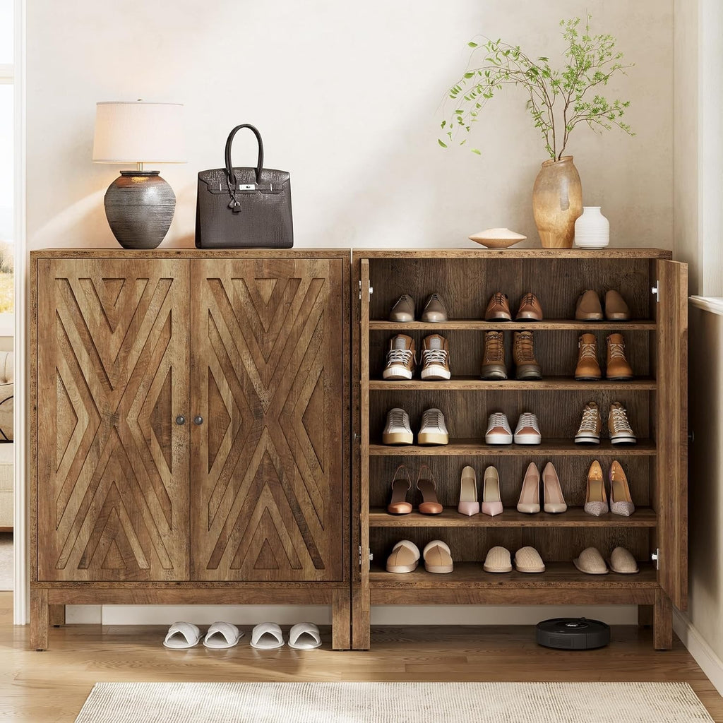 5-Tier Office Modular Partitioned Storage Cabinet, Brown Wooden Adjustable Shelf