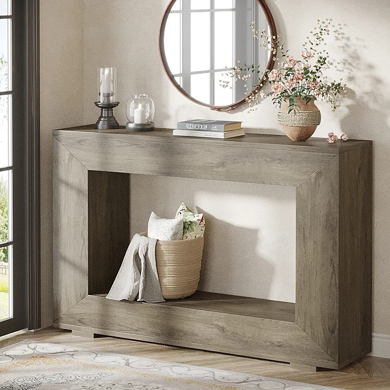 Estuary 47" Farmhouse Console Table with Storage, Industrial Hallway Sofa