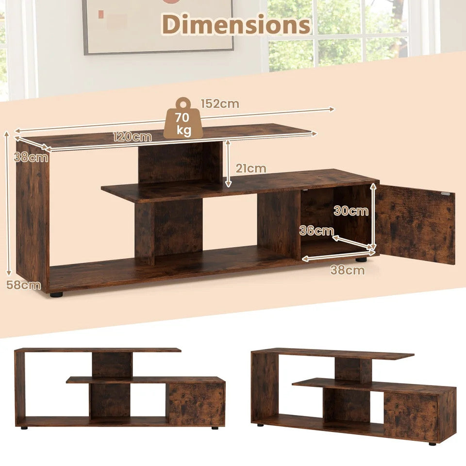 Estuary TV Stand for TVs up to 55” 3-Tier Media Console Table w/Storage-Coffee