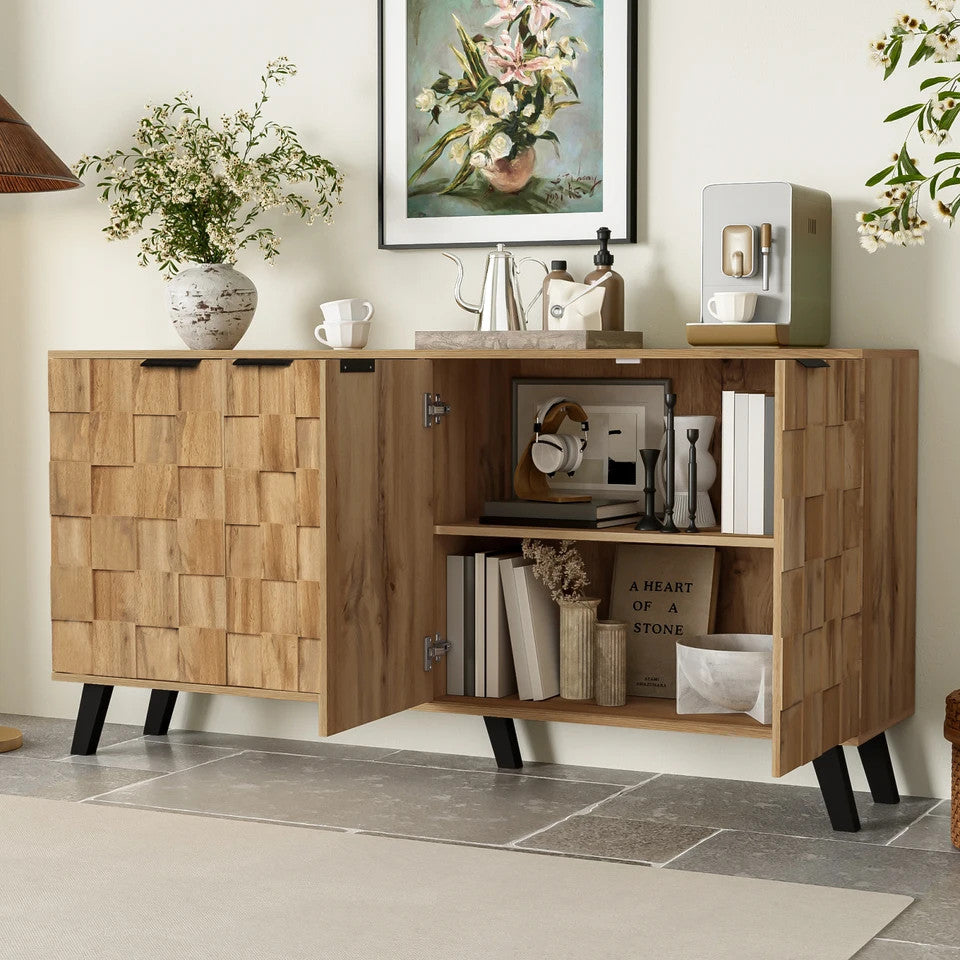 Sideboard, Four Doors, 150 x 35 x 78 cm, Wooden Sideboard, Modern Sideboard, Pra
