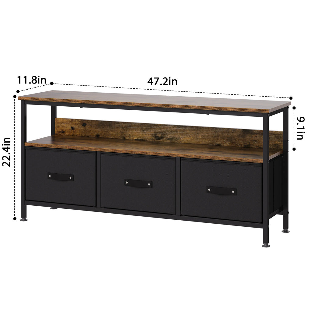 EstuaryTV Stand with 3 Fabric Drawers for 55 Inch TV Entertainment Center Media