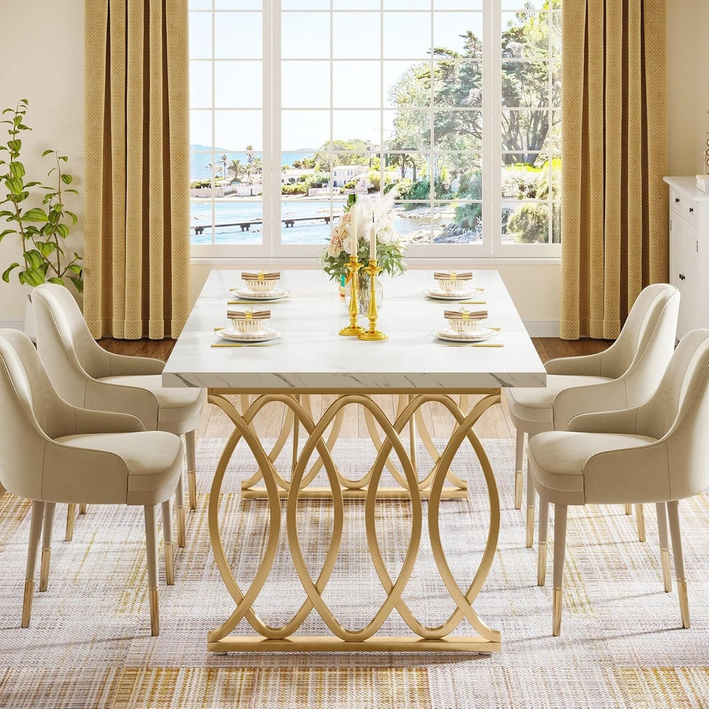 Contemporary Rectangular Dining Table, 63" In Length, Accommodates 4-6 People, F