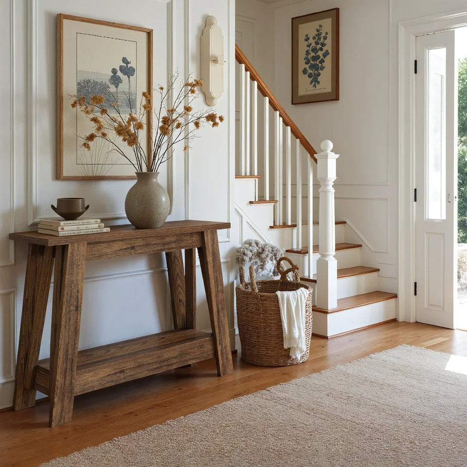 Estuary 41.3" Farmhouse Console Table, 2-Tier Wooden Entryway Table with