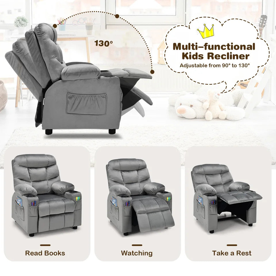Estuary Recliner Sofa, Lounge Chair with Cup Holder, Pockets, Headrest, A