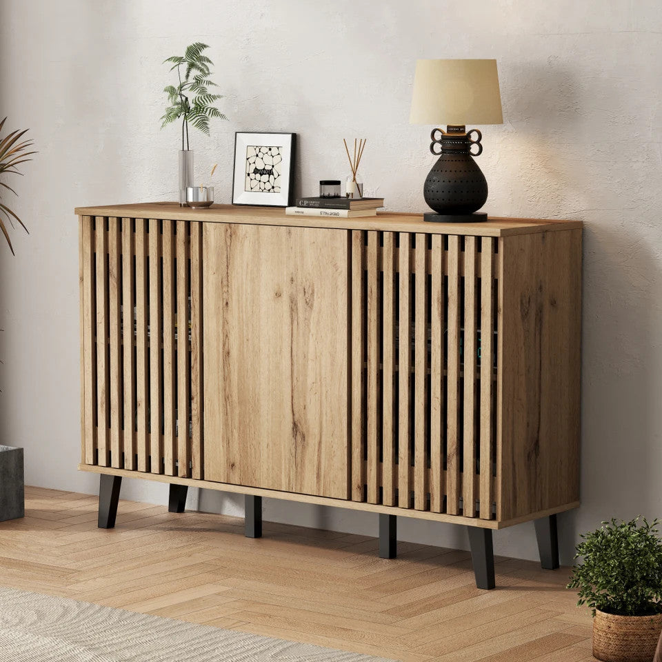 Estuary Modern Vintage Storage Cabinet, Sideboard Buffet with 3 Doors, Si