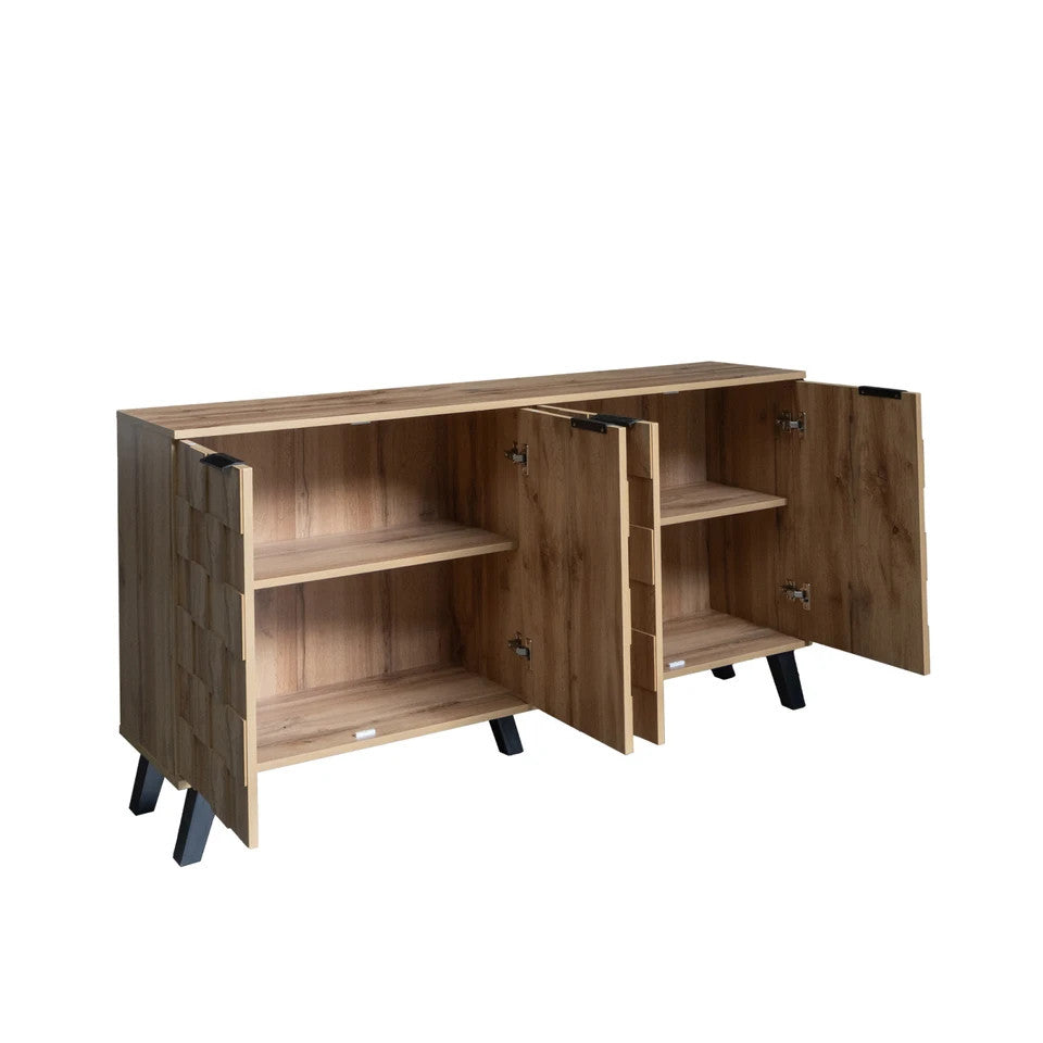 Sideboard, Four Doors, 150 x 35 x 78 cm, Wooden Sideboard, Modern Sideboard, Pra