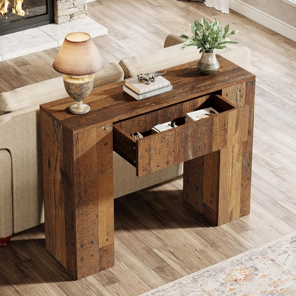 Estuary 39'' Farmhouse Console Table, Narrow Sofa Entryway Table with Drawer, Sm