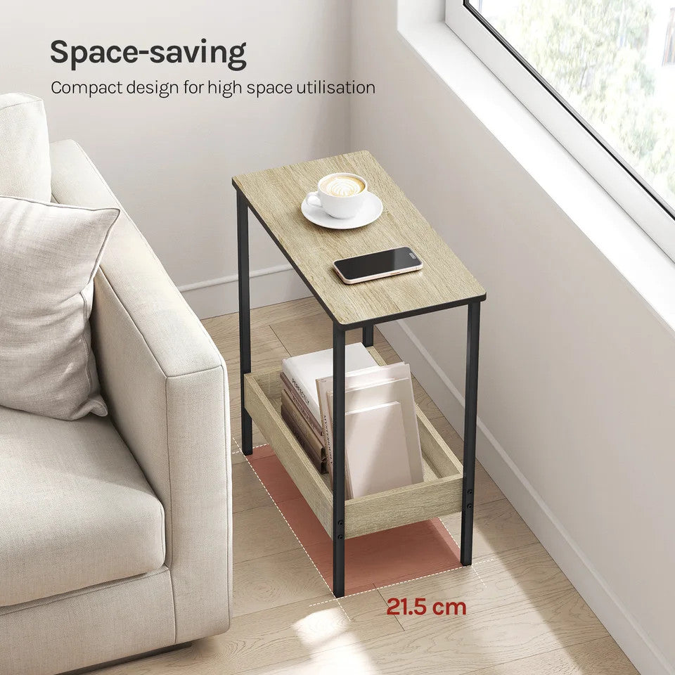 Estuary Rectangular Coffee Table Small Side Table with 2 Shelves Space Saving In