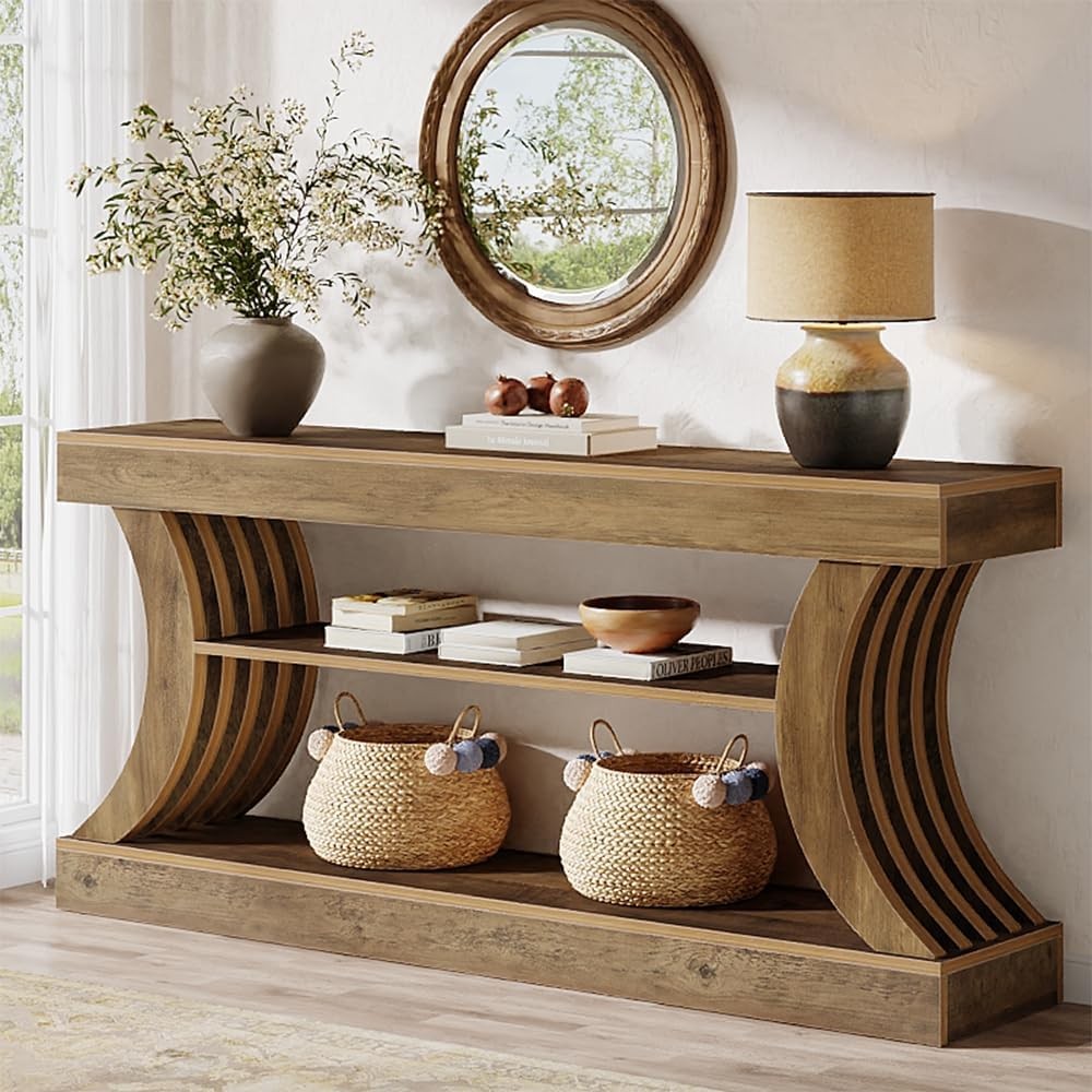 Estuary 180.09 cmExtra Long Console Table, 3-Tier Narrow Farmhouse Sofa Table Be