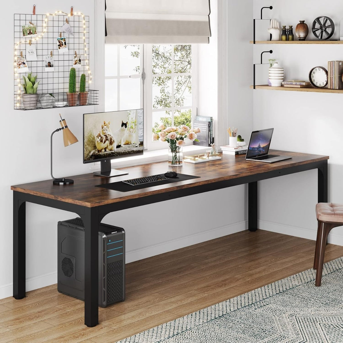 78.7 Inches Extra Long 2-Person Office Desk, Large Capacity Double Office Comput