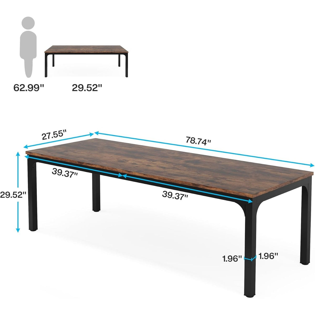 78.7 Inches Extra Long 2-Person Office Desk, Large Capacity Double Office Comput