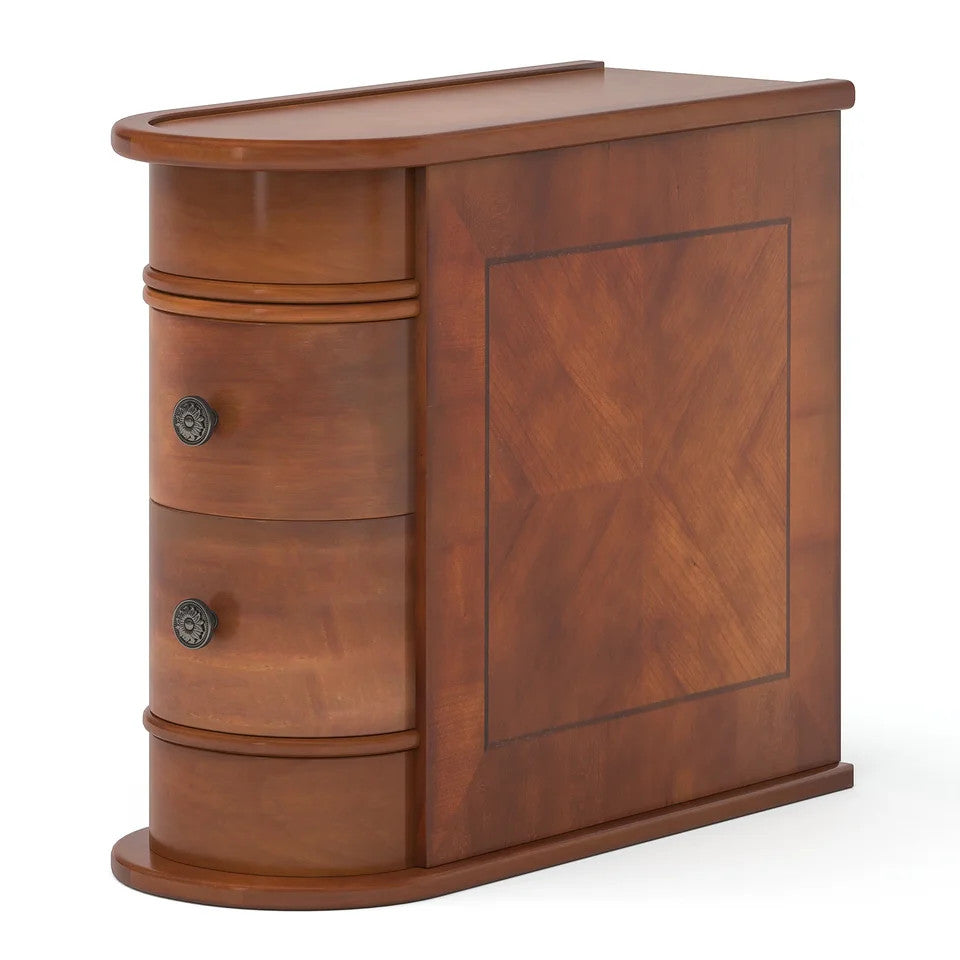 Estuary End Table Round Solid Wood Sofa Bedside Narrow Bedroom Side Table Nig