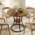 Estuary Round Dining Table for 4, Wooden Circle Dining Room Table with Storag