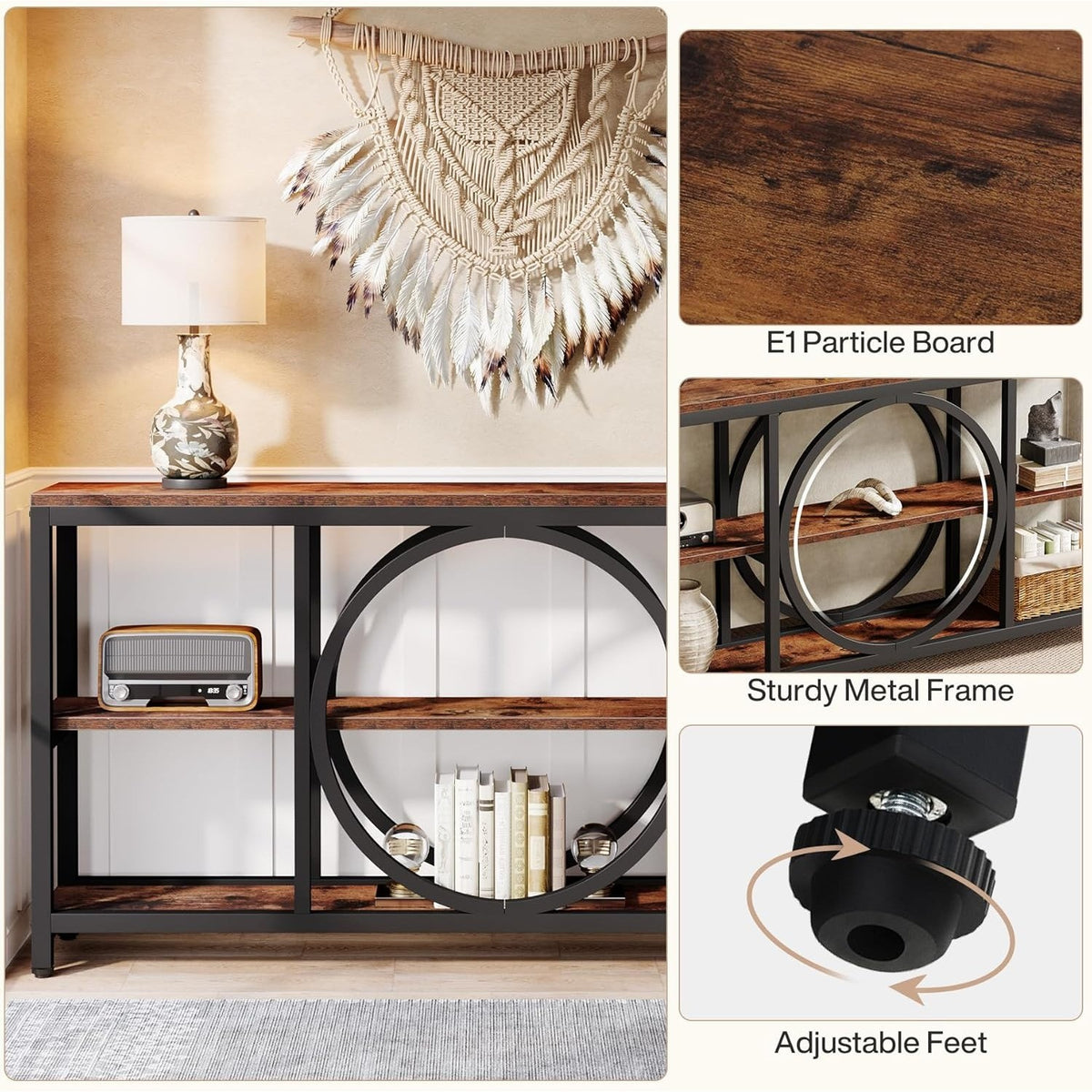 70.9 Inch Extra Long Console Table for Entryway, Sofa Table Behind Couch with 3