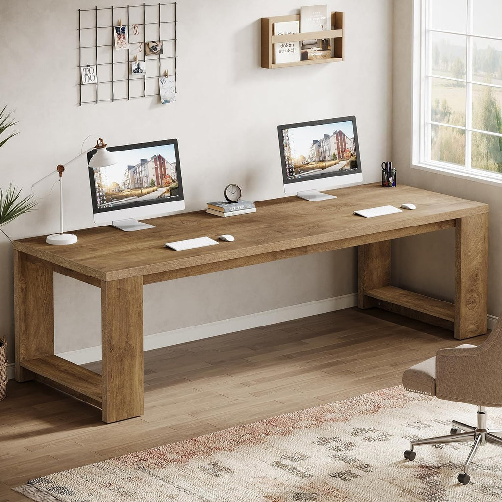 Estuary Two Person Desk, 86.6 Inches Extra Long Desk, Double Computer Wri