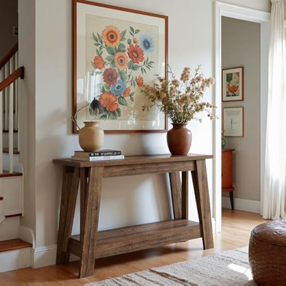 41.3-Inch Farmhouse Entryway Table, 2-Tier Narrow Console Table Behind The Couch