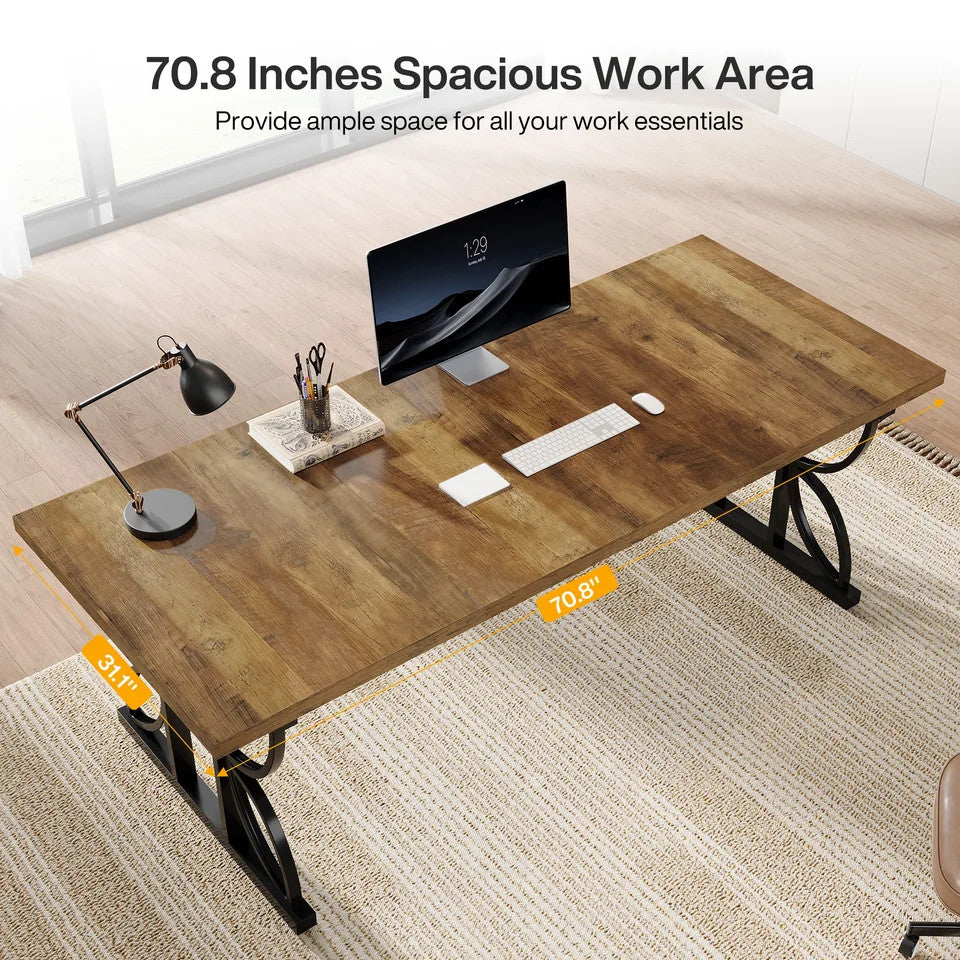 Estuary Executive Desk,180cm Modern Office Desk with Metal Frame, Large C