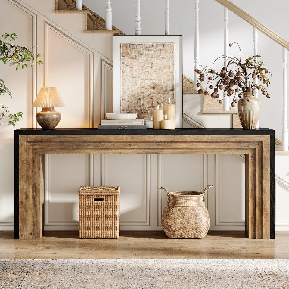 Estuary 70.9-Inch Long Console Table, Farmhouse Narrow Wooden Sofa Table