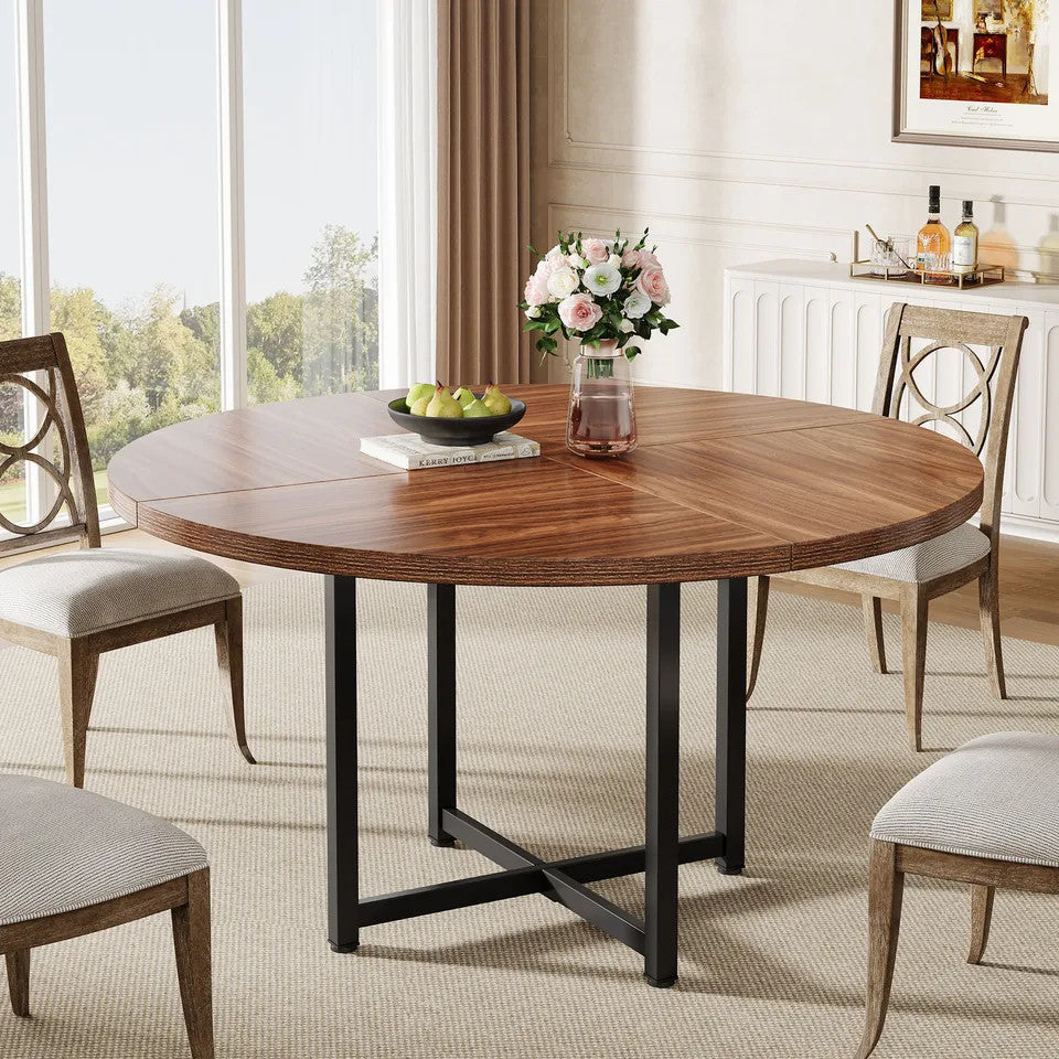 Estuary Compact 120CM Round Dining Table - Heavy-Duty Industrial Style Ki