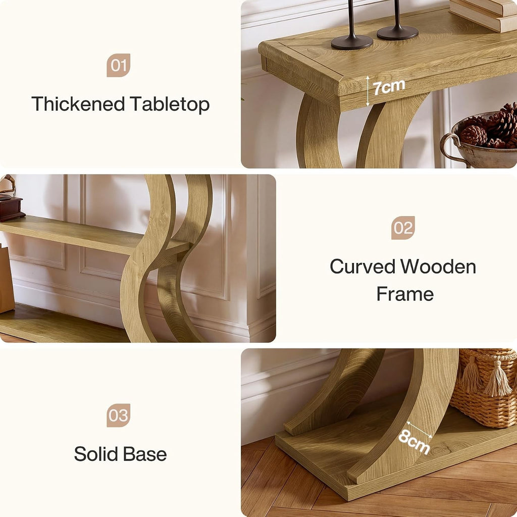 Estuary 140Cm Narrow 3-Tier Living Room Side Table | Farmhouse Entrance Table, N