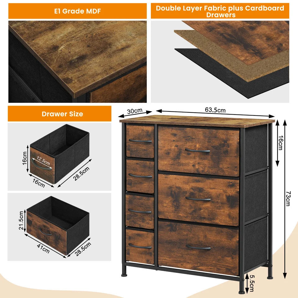 Estuary Storage Cabinet Fabric Chest of Drawers with 7 Drawers Metal Fram