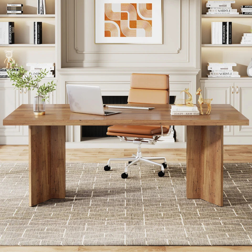 Estuary 63-inch Executive Desk, Vintage Home Office Computer Desk with La