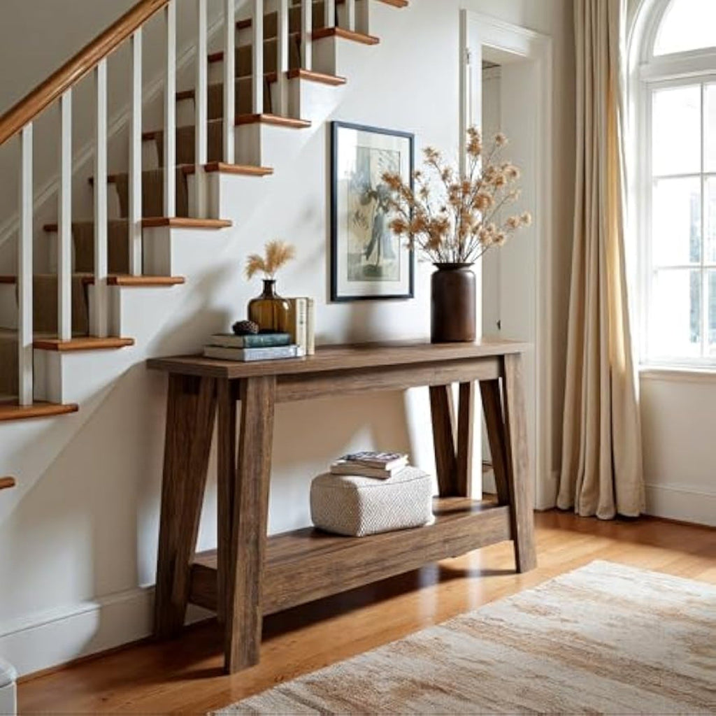 41.3-Inch Farmhouse Entryway Table, 2-Tier Narrow Console Table Behind The Couch