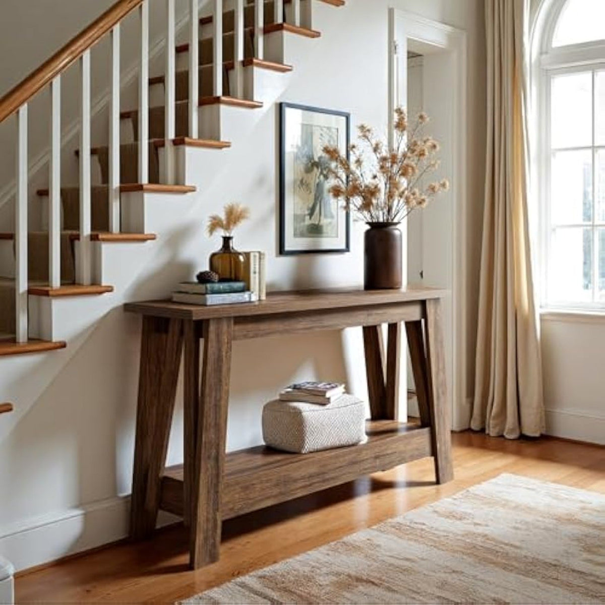 41.3-Inch Farmhouse Entryway Table, 2-Tier Narrow Console Table Behind The Couch