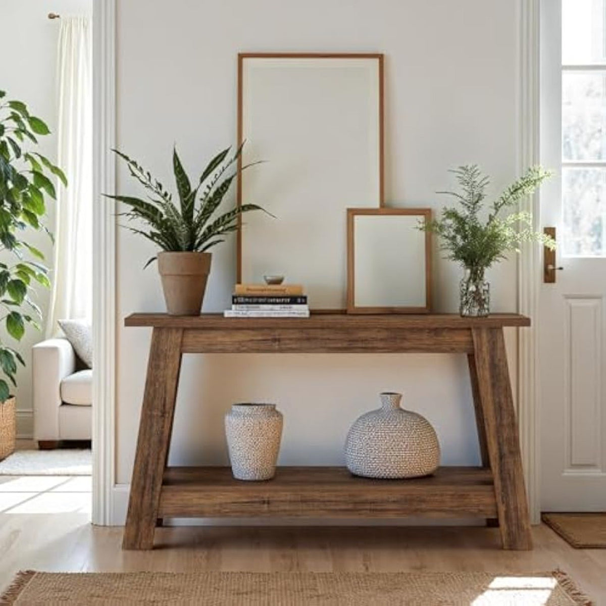 41.3-Inch Farmhouse Entryway Table, 2-Tier Narrow Console Table Behind The Couch