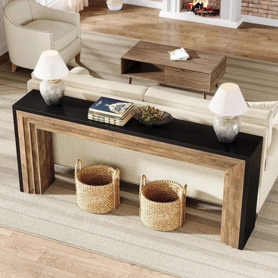 Estuary 70.9-Inch Long Console Table, Farmhouse Narrow Wooden Sofa Table
