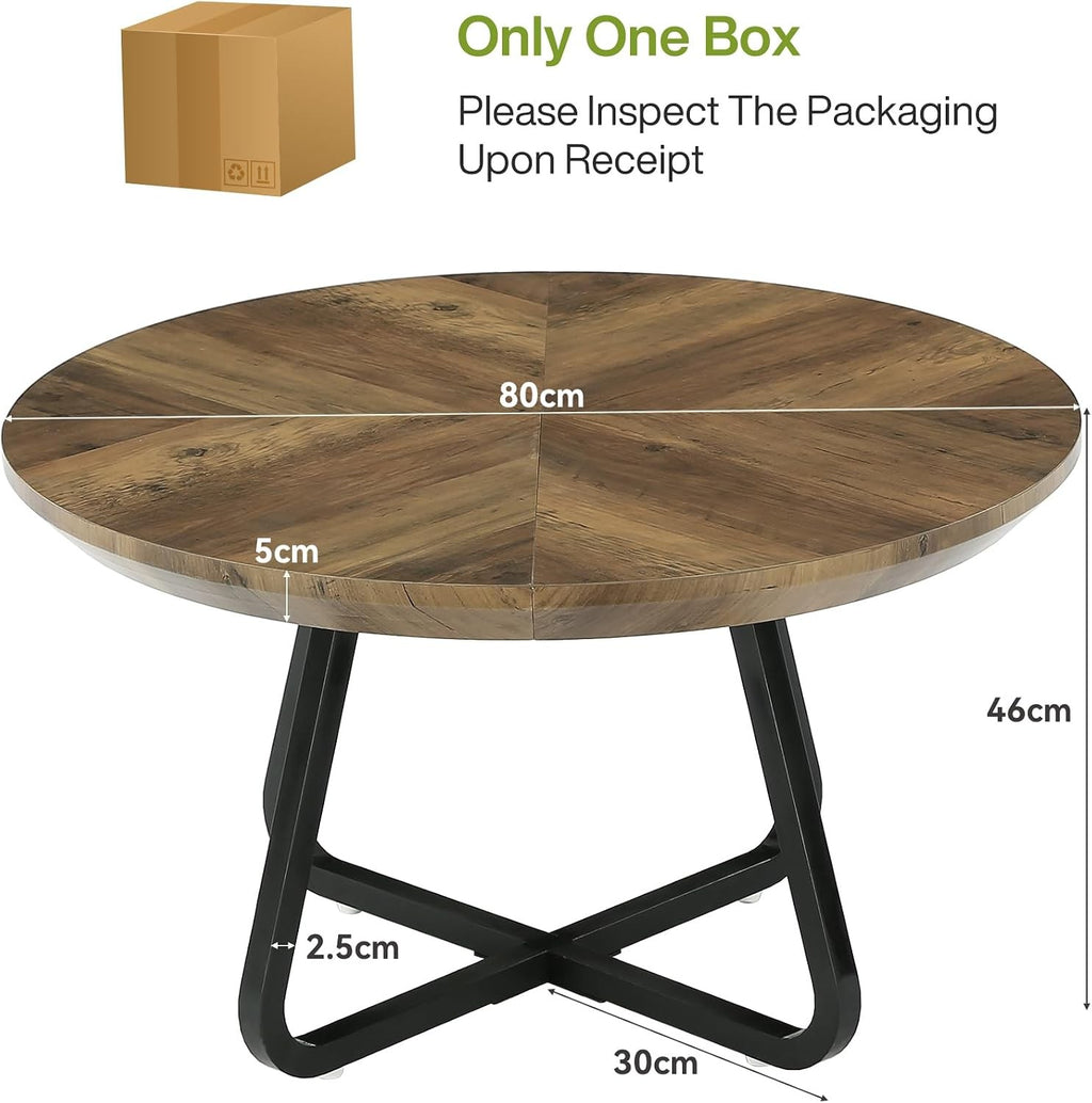 Estuary 31.5 Inches Round Coffee Table, Modern Wooden Center Table fo