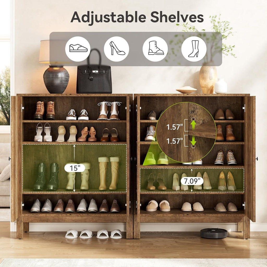 5-Tier Office Modular Partitioned Storage Cabinet, Brown Wooden Adjustable Shelf