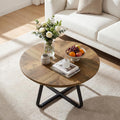 Estuary 31.5 Inches Round Coffee Table, Modern Wooden Center Table fo