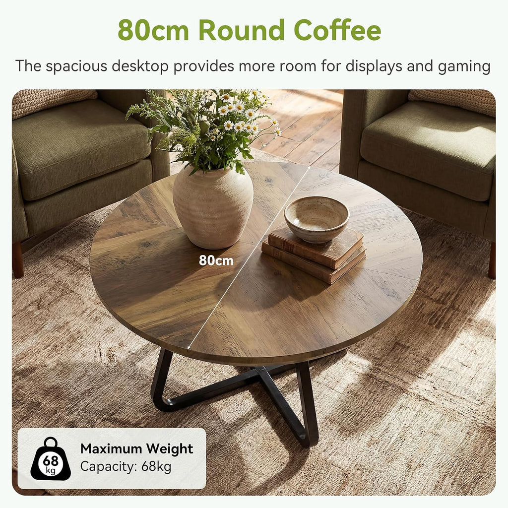 Estuary 31.5 Inches Round Coffee Table, Modern Wooden Center Table fo