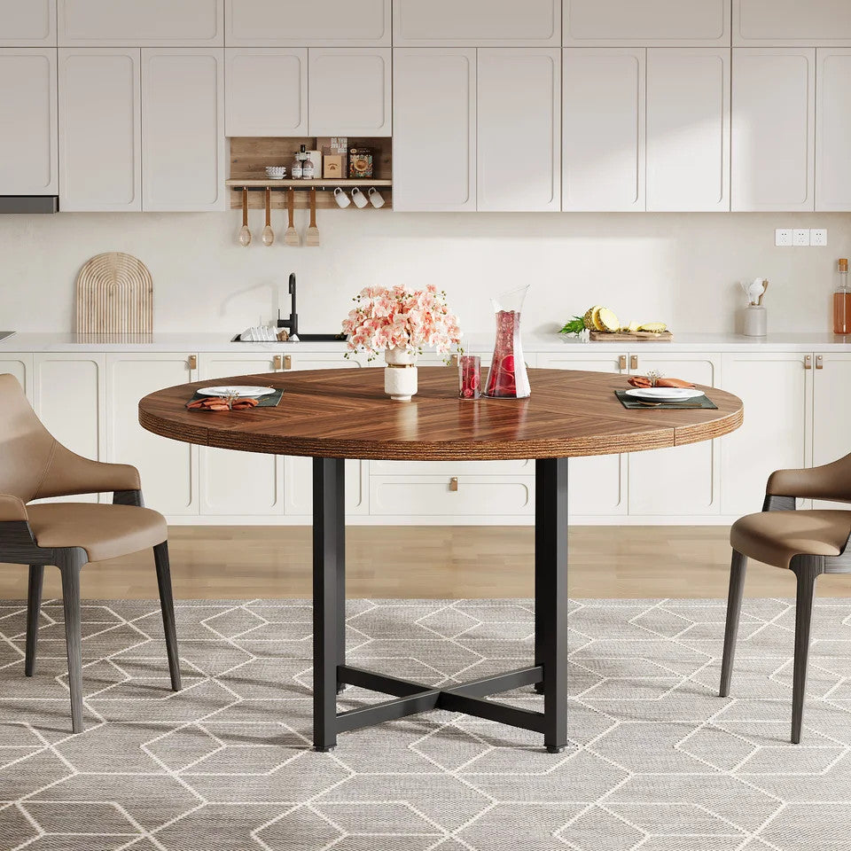 Estuary Compact 120CM Round Dining Table - Heavy-Duty Industrial Style Ki