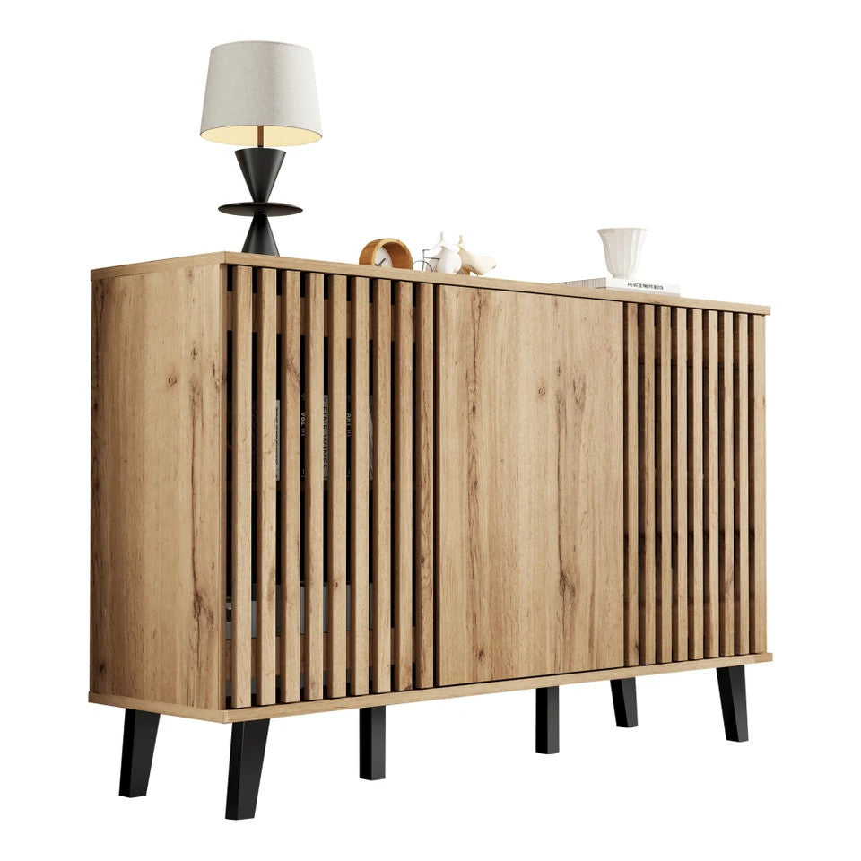 Estuary Modern Vintage Storage Cabinet, Sideboard Buffet with 3 Doors, Si