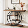 41.3" Console Table, Industrial 4-Tier Sofa Table Entryway Table with Circle Bas