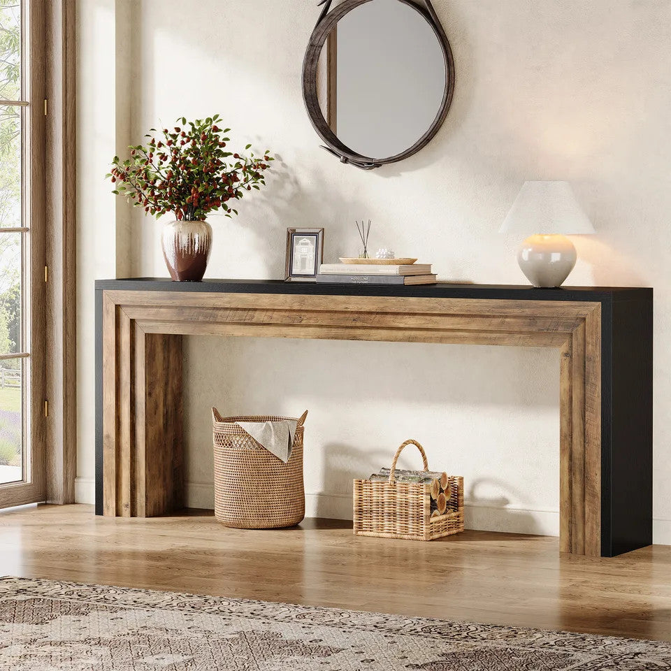 Estuary 70.9-Inch Long Console Table, Farmhouse Narrow Wooden Sofa Table