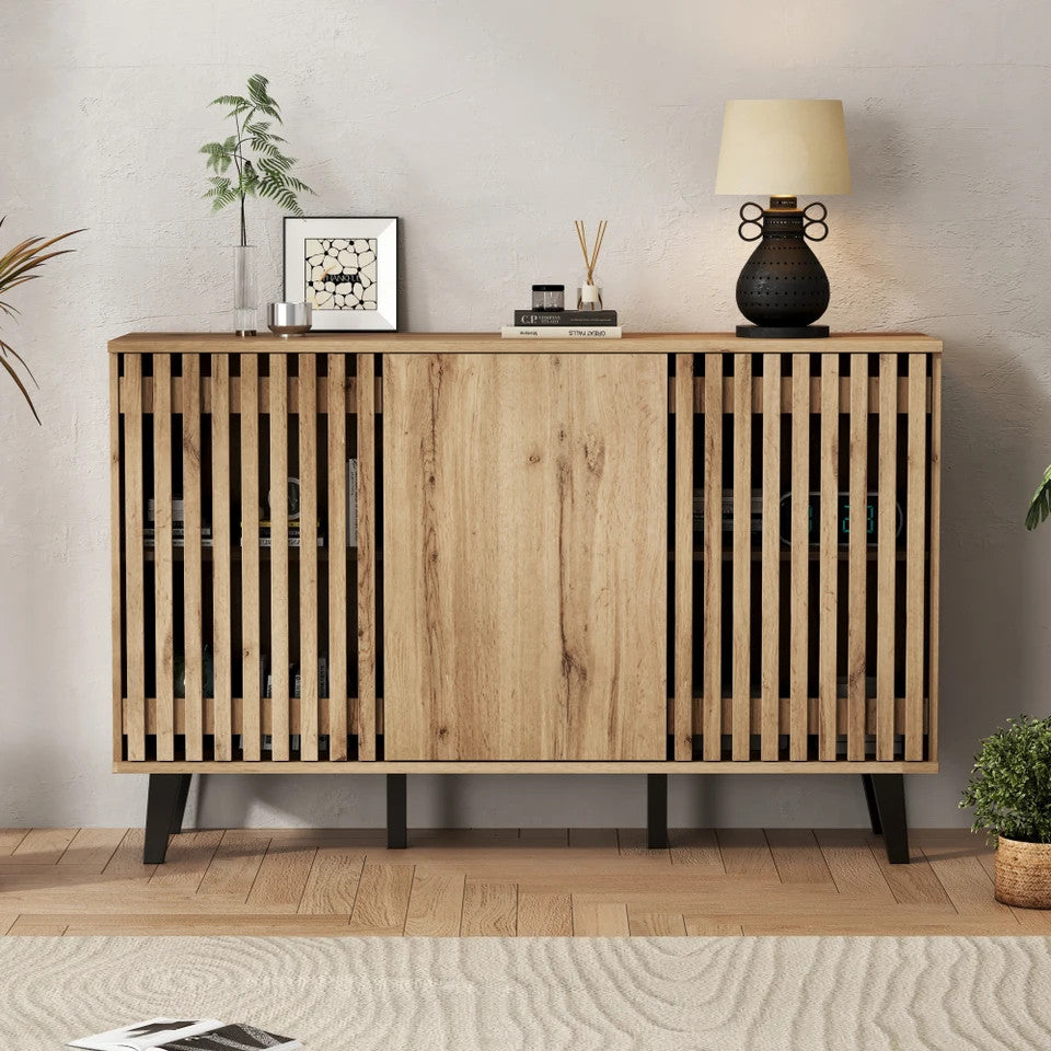 Estuary Modern Vintage Storage Cabinet, Sideboard Buffet with 3 Doors, Si