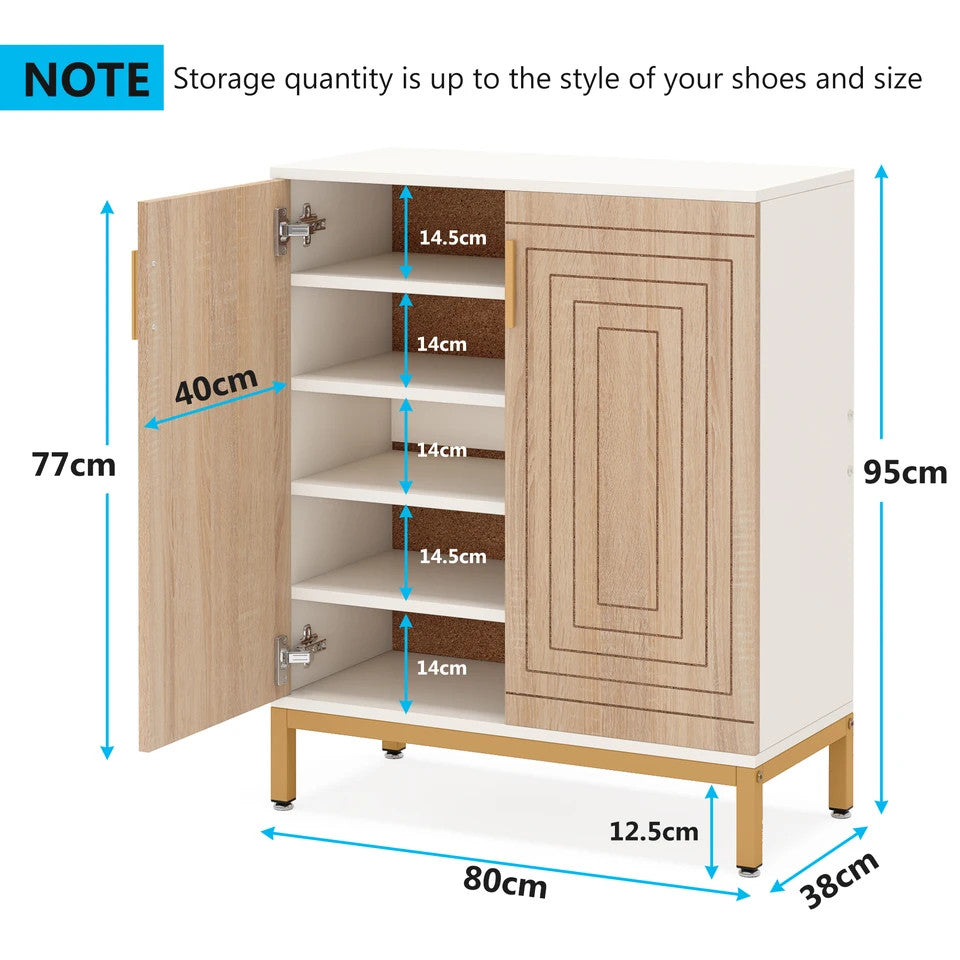 Estuary Modern Minimalist Accent 80cm Wooden 5 Layers Large Entrance Shoe Cab