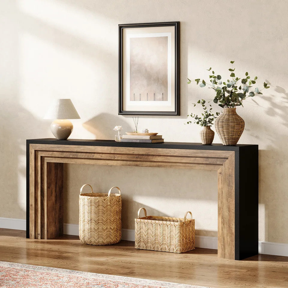 Estuary 70.9-Inch Long Console Table, Farmhouse Narrow Wooden Sofa Table