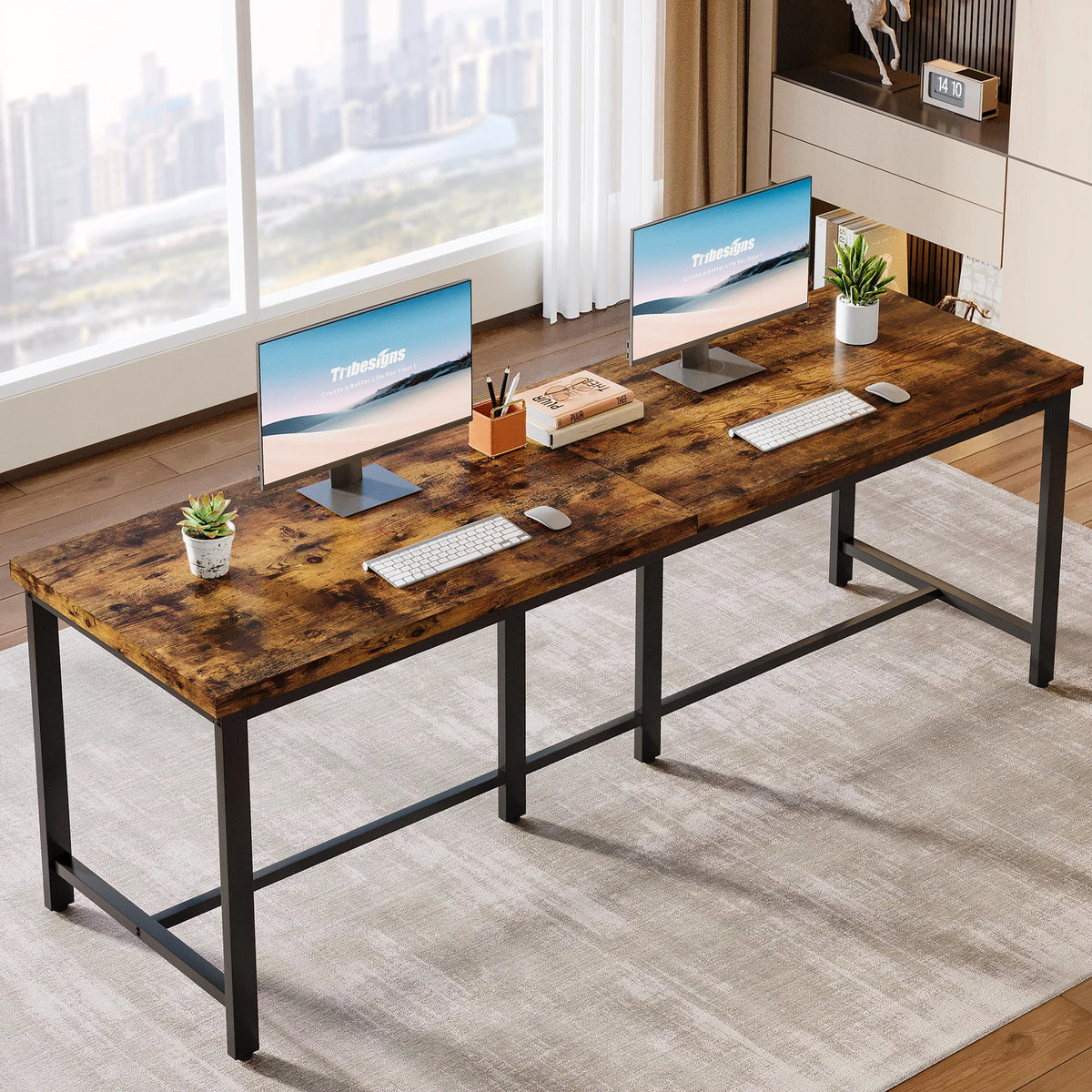 Estuary 78.7 inch Double Computer Desk, Extra Long 2 Person Desk Workstation,
