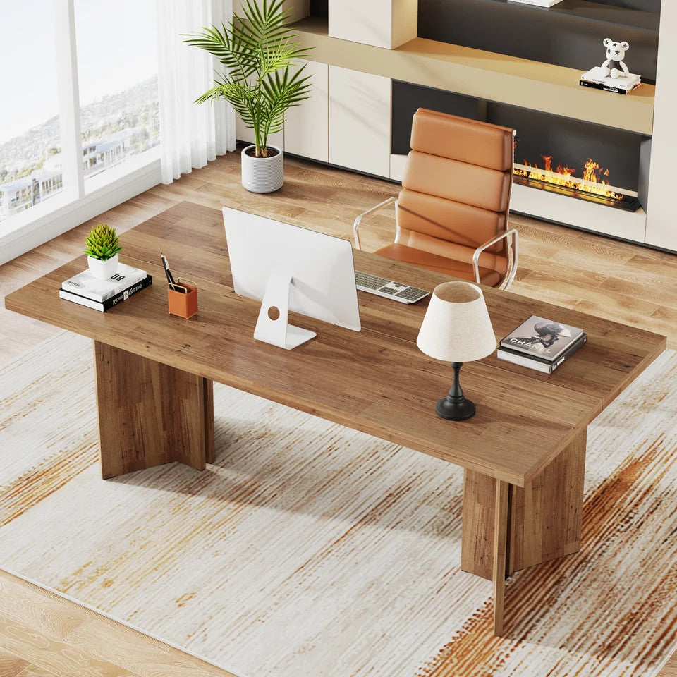 Estuary 63-inch Executive Desk, Vintage Home Office Computer Desk with La