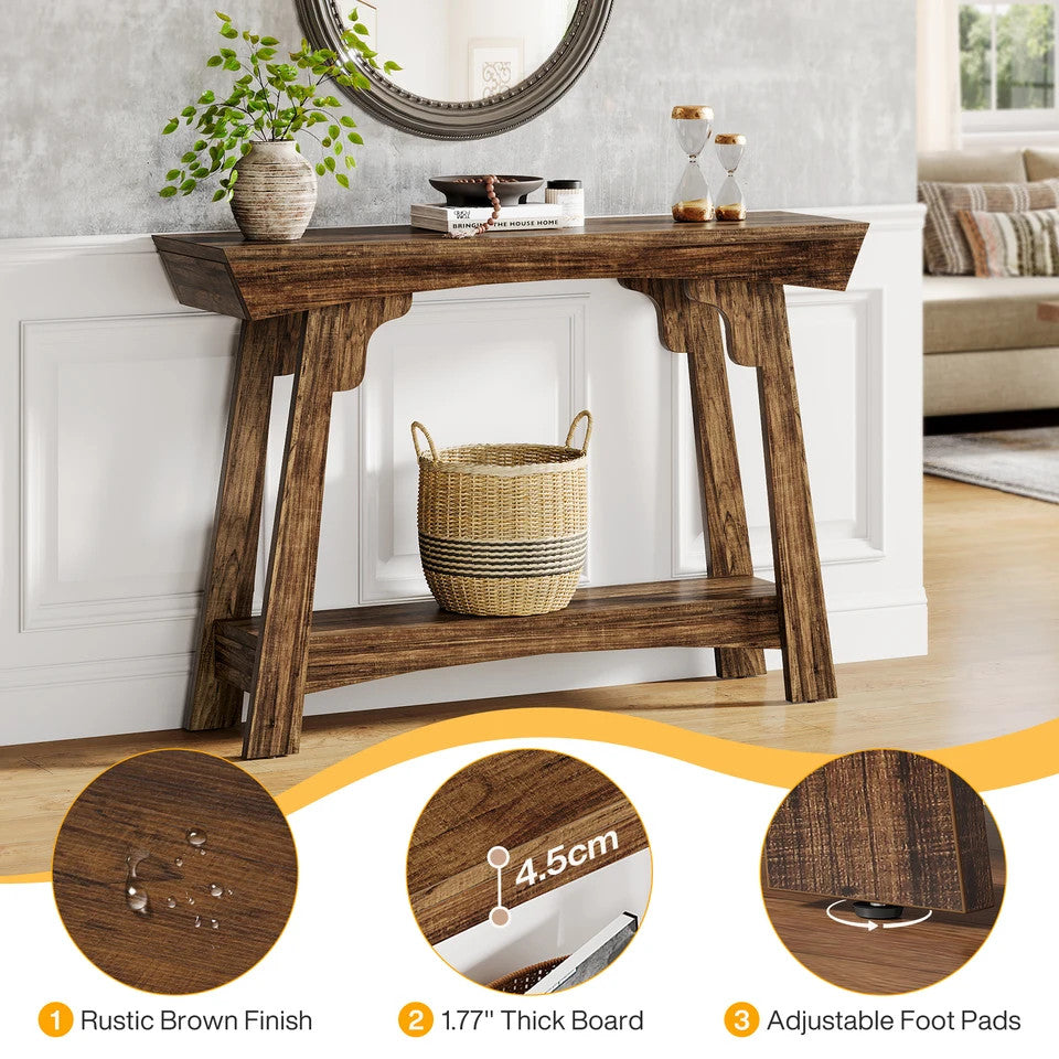 Estuary 41.3" Wood Console Table, 2-Tier Entryway Table with Storage Shelf, F