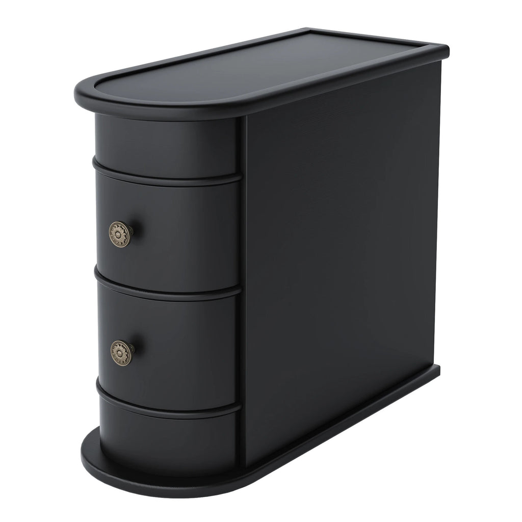 Estuary End Table Round Solid Wood Sofa Bedside Narrow Bedroom Side Table Nig