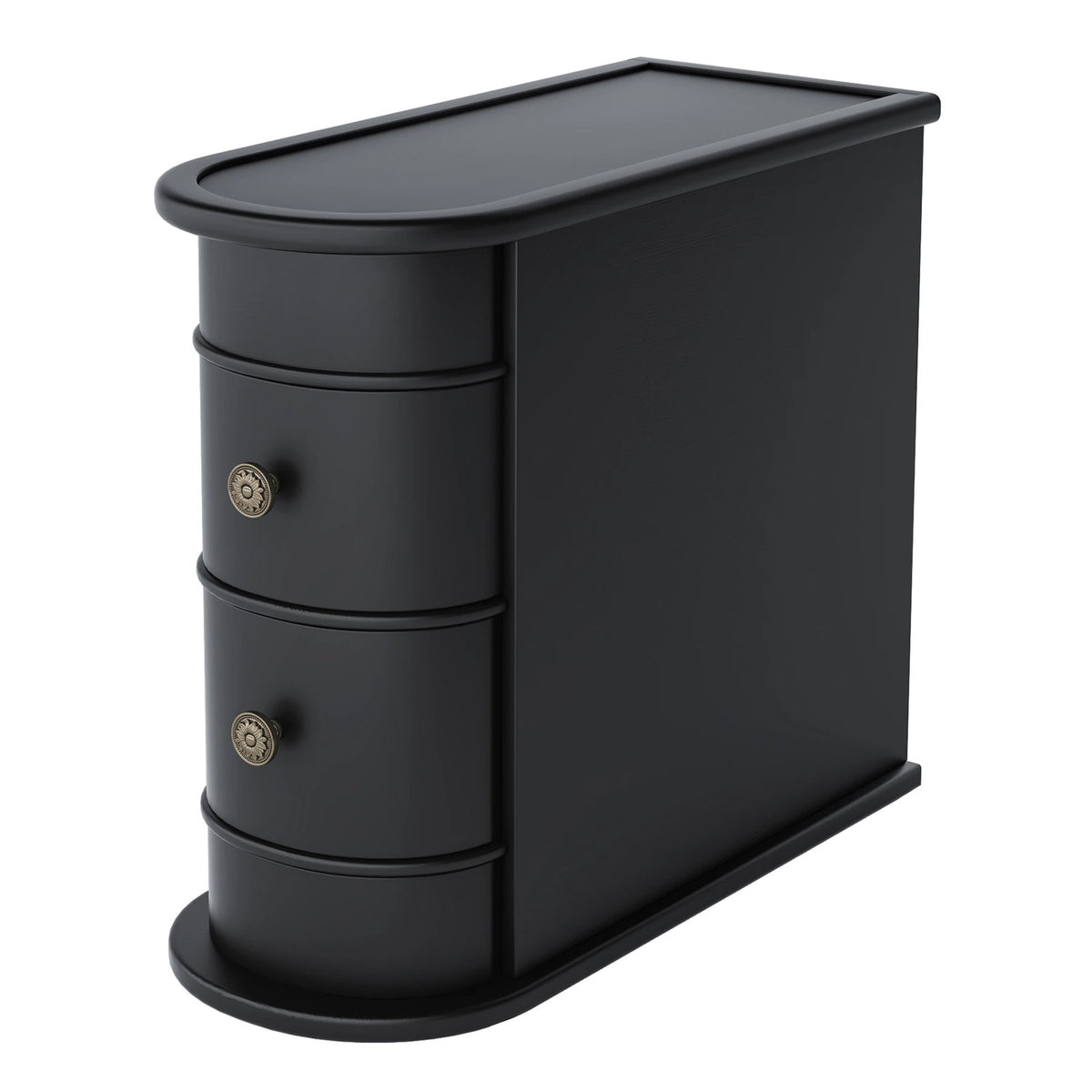 Estuary End Table Round Solid Wood Sofa Bedside Narrow Bedroom Side Table Nig