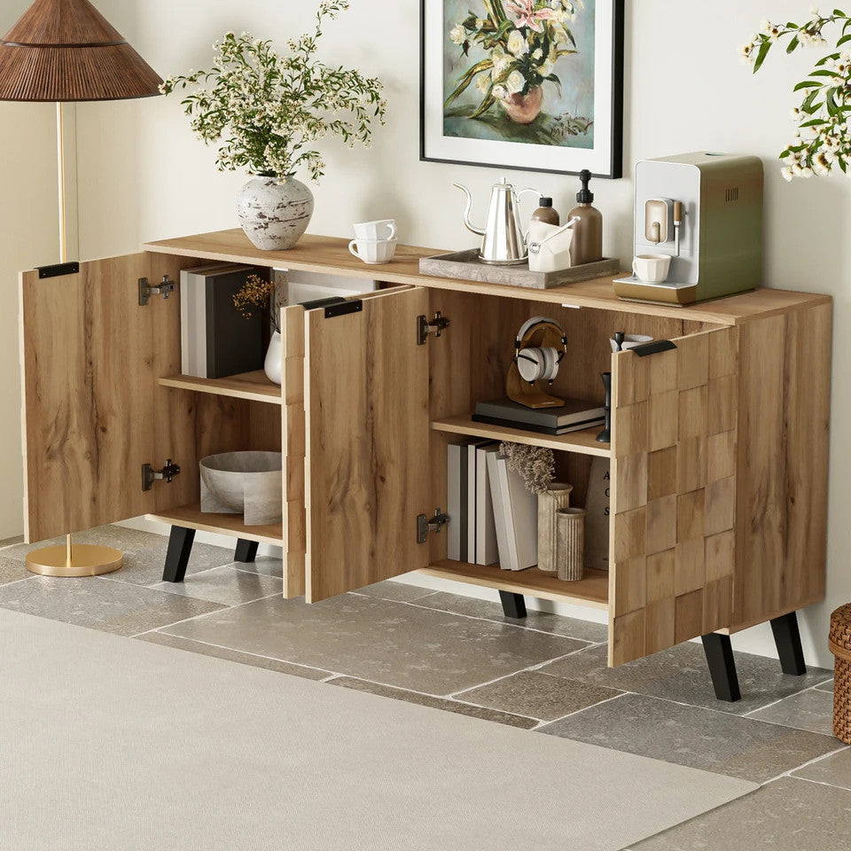 Sideboard, Four Doors, 150 x 35 x 78 cm, Wooden Sideboard, Modern Sideboard, Pra