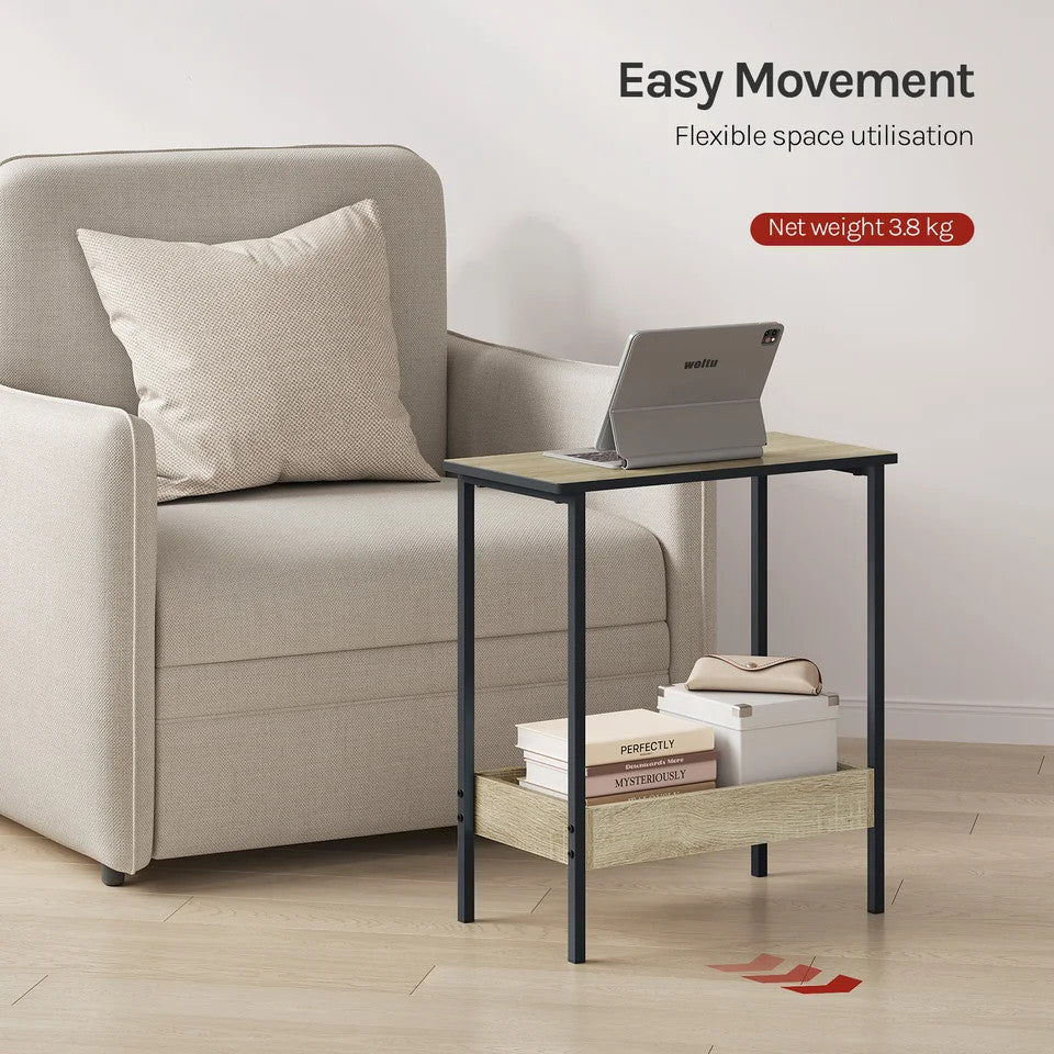 Estuary Rectangular Coffee Table Small Side Table with 2 Shelves Space Saving In